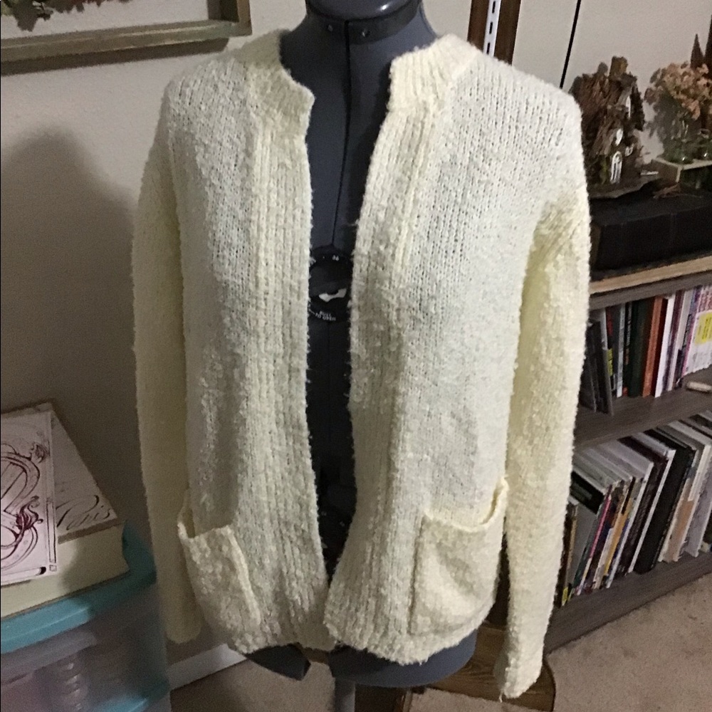 LAST CHANCE!! Cream Acrylic Cardigan with Pockets